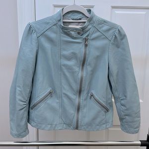 Rebecca Taylor light blue leather jacket - Size 10